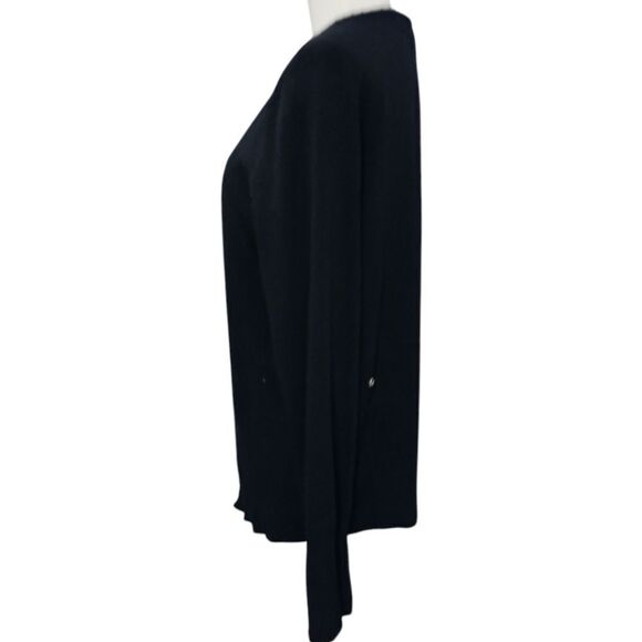 Carducci Cardigan XL Sweater Black Rib Knit Long Sleeve Beaded Neckline Grommets - Picture 6 of 16